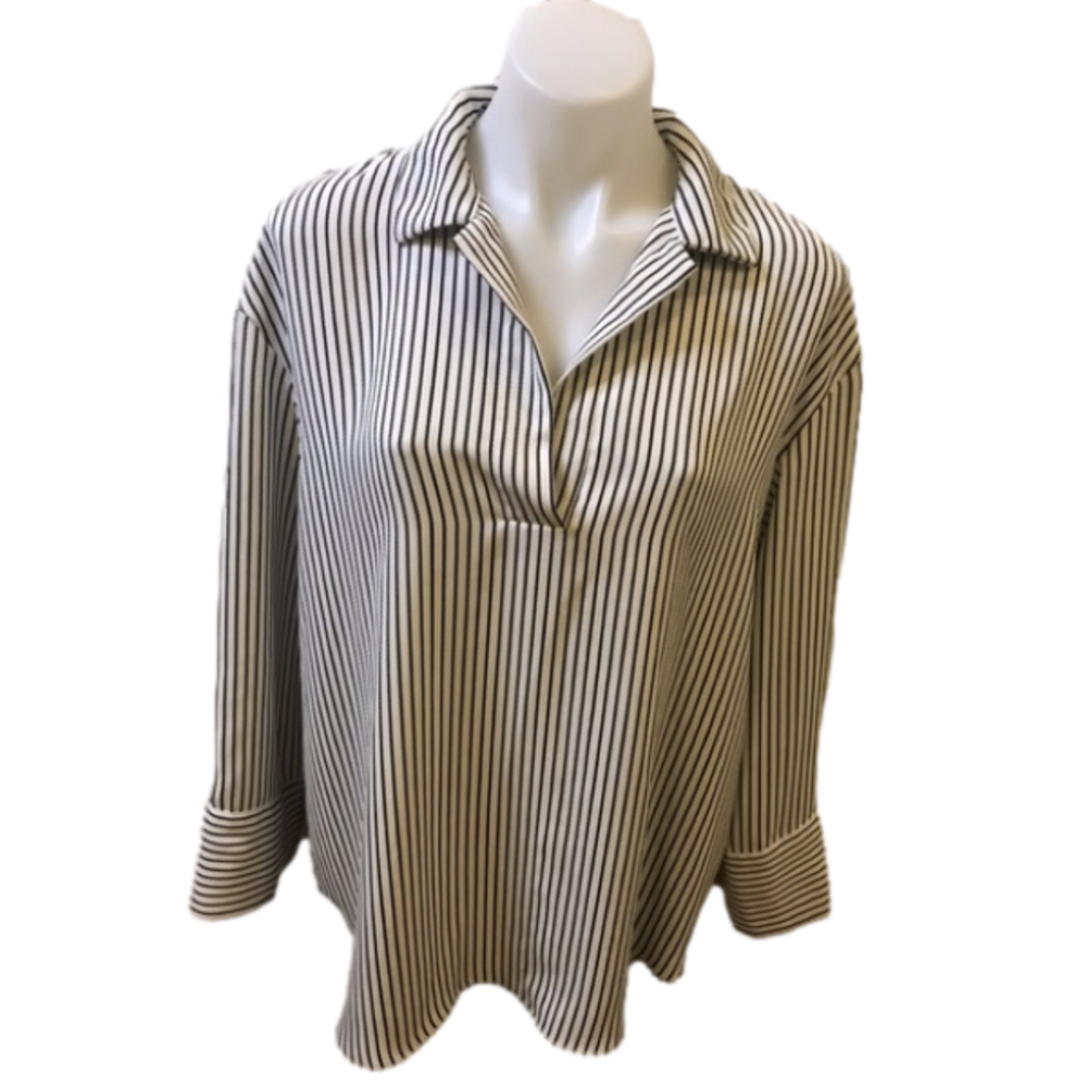 H&M Oversized White & Black Stripped Long Sleeve Top size Small